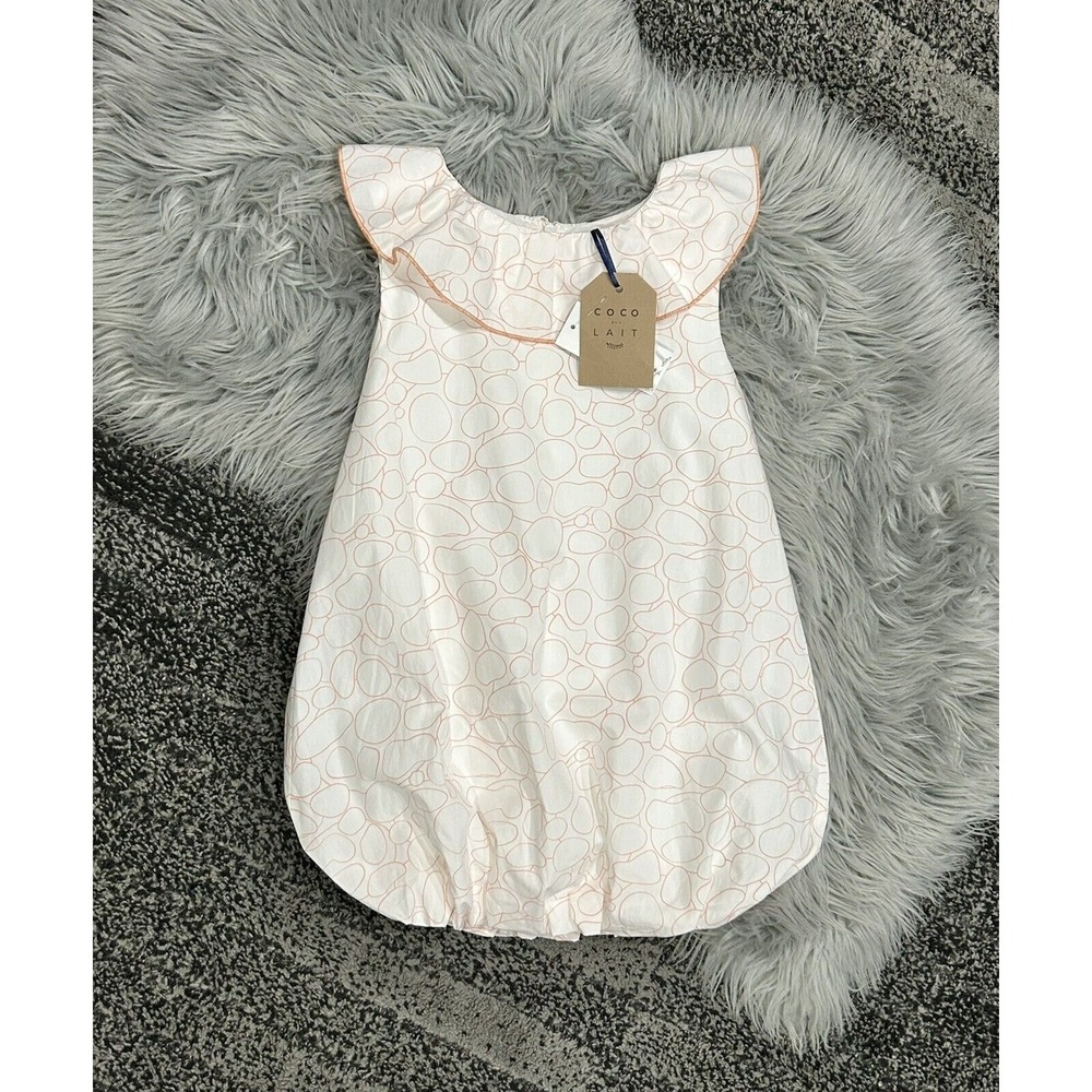 Coco Au Lait White Geometric Patterned Balloon Skirt Dress Size‎ 12Y